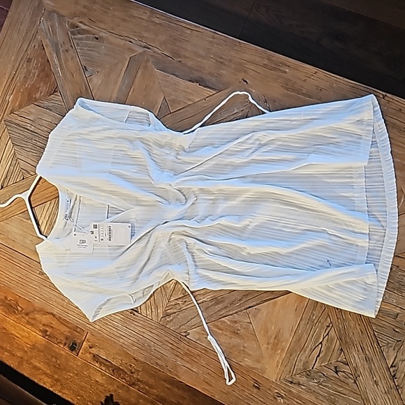 New ZARA Seersucker swimsuit beach cover up small - Picture 1 of 5